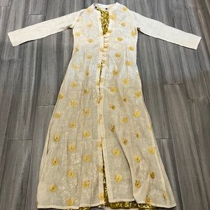 Pretty 2-piece Beige & Green Long Salwar Top!